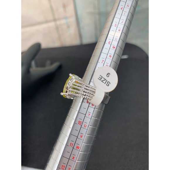 Yellow center stone Statement Ring,  9 Yellow Stone Ring   925 Stamp - Picture 2 of 8